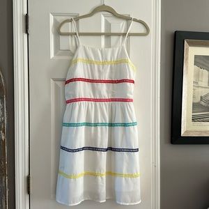 White & color striped spring dress